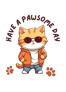 Pawsome Cat Cartoon with Sunglasses