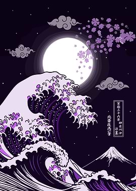 Great Wave Purple Night