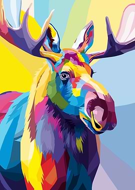 Colorful Pop Art Moose Portrait