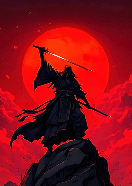 Samurai Warrior Red Moon