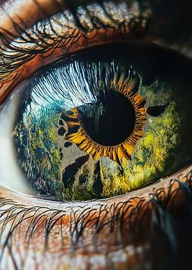 Detailed Eye Close-Up with Green Iris