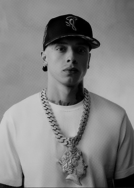 Monochrome Portrait with Chain and Cap