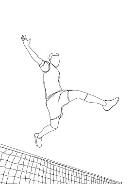 Volleyball Player Minimalist Line Art