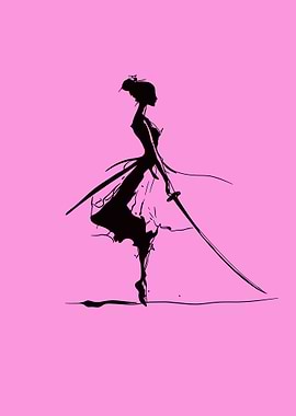 Silhouette of Ballerina with Katana