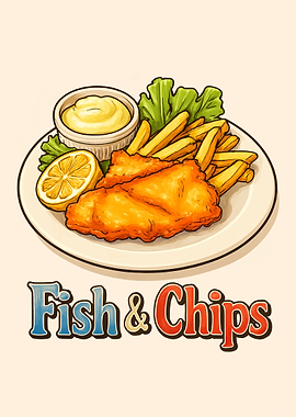 Fish and Chips Cartoon