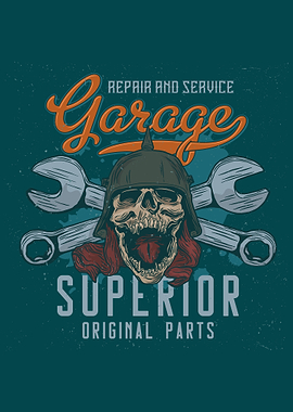 Garage Repair Service Skull