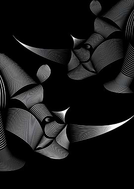 Abstract Rhino Line Art