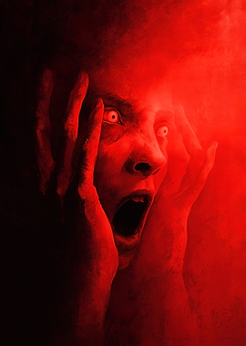 Screaming Face in Red