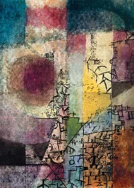 Abstract Watercolor Painting with Geometric Shapes, paul klee paintings