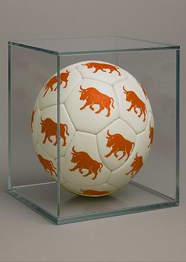 Soccer ball with bull pattern in cube