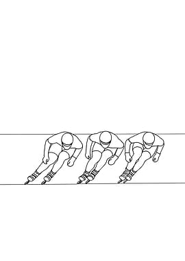 Speed Skaters Minimalist Line Art