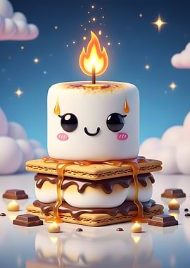 Cute S'more with Candle Flame