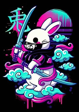 Ninja Rabbit with Swords