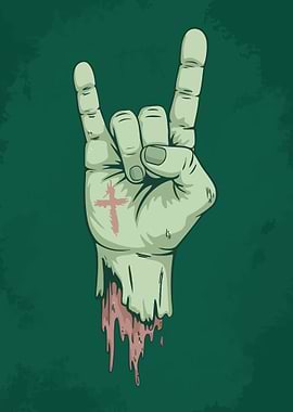 Zombie Hand Rock On Sign