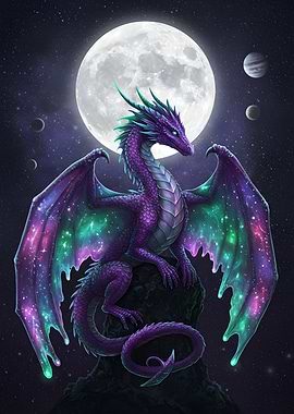 Cosmic Dragon under the Moon