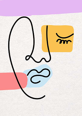 Abstract Face Line Art
