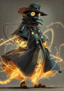 Steampunk Plague Doctor with Electric Aura