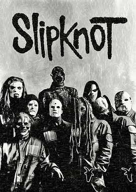 Slipknot Band Monochrome Portrait