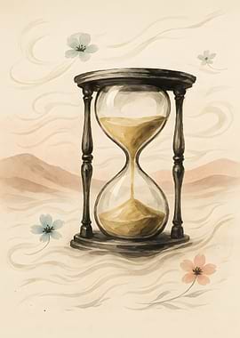 Watercolor Hourglass with Flowers