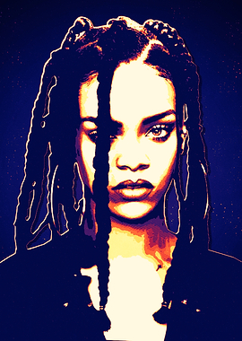 Rihanna Portrait with Braids