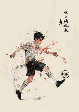 Soccer Player Ink Illustration
