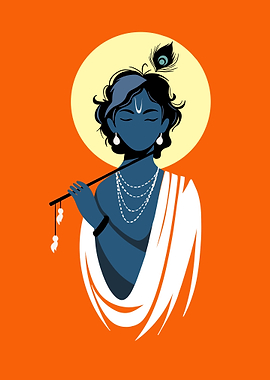 Krishna playing flute illustration