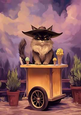 Cat Cowboy Ice Cream Vendor