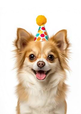Chihuahua with Birthday Hat