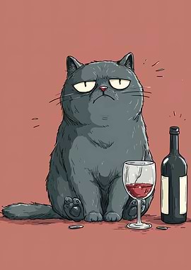 Grumpy Cat with Wine