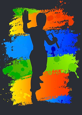Martial Arts Silhouette with Colorful Background