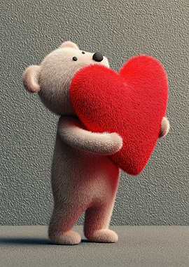 Teddy Bear Holding Red Heart