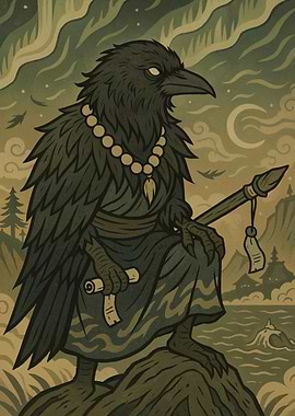 Anthropomorphic Raven Shaman