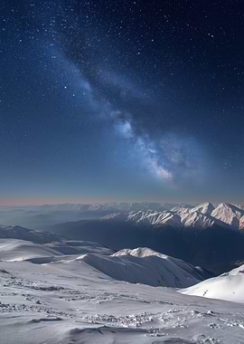 Milky Way over Snowy Mountains