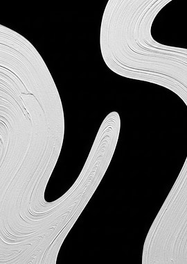 Abstract White Swirls on Black Background