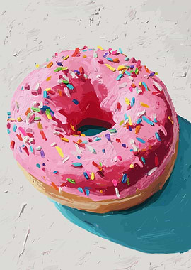 Pink Donut with Sprinkles Painting