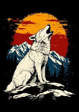 Howling Wolf Mountain Landscape Art
