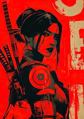 Red and Black Warrior Woman