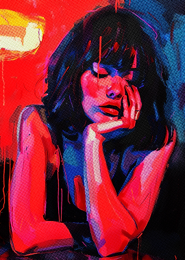 Red and Blue Portrait of Woman