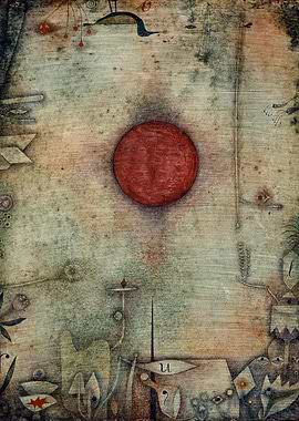 Abstract Red Orb with Surreal Elements, paul klee art