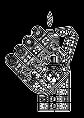 Geometric Hand Holding Flame Illustration
