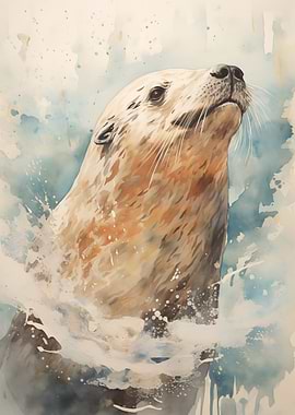 Sea Lion Portrait Vintage