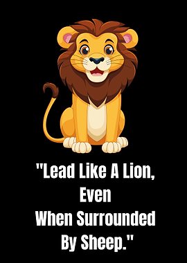 Cartoon Lion with Inspirational Quote