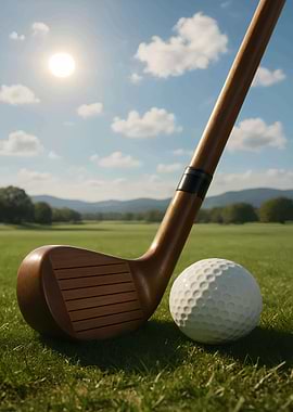 Golf Club and Ball on Green