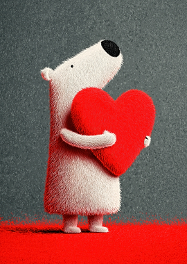 Teddy Bear Hugging Red Heart