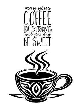 Coffee Cup Black and White Art