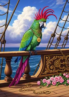 Pirate Parrot on Ship Deck