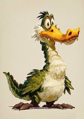 Cartoon Crocodile-Duck Hybrid Character