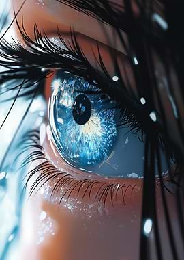 Close-up of a striking blue eye