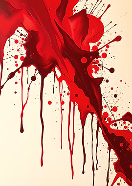 Abstract Red Paint Splatter on Beige