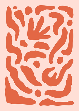 Abstract Terracotta Shapes on Light Pink